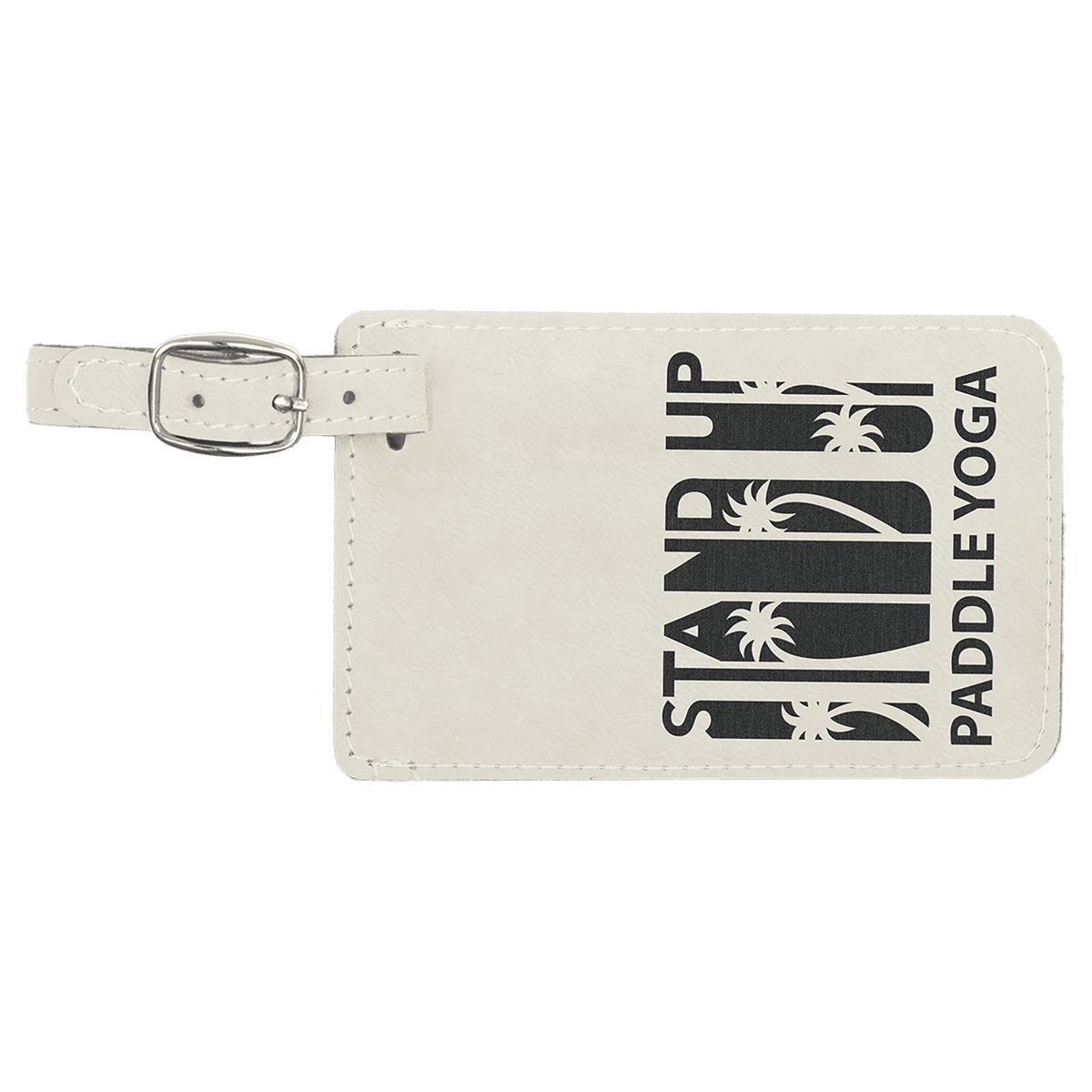 4 1/4" x 2 3/4" Laserable Leatherette Luggage Tag - White/Black