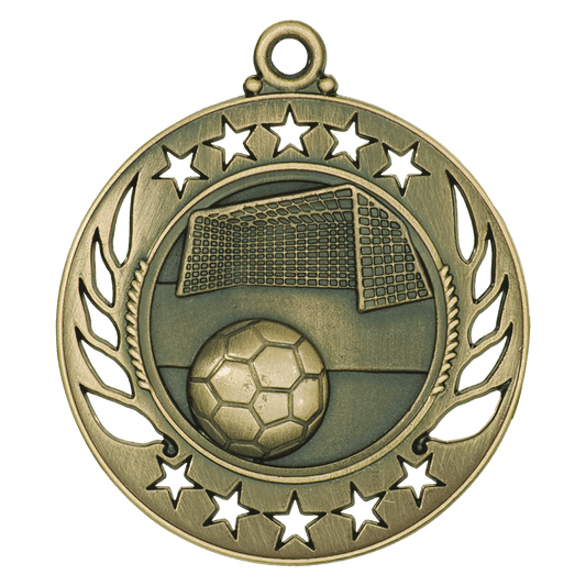 Antique Gold 2 1/4" Soccer Galaxy Medal