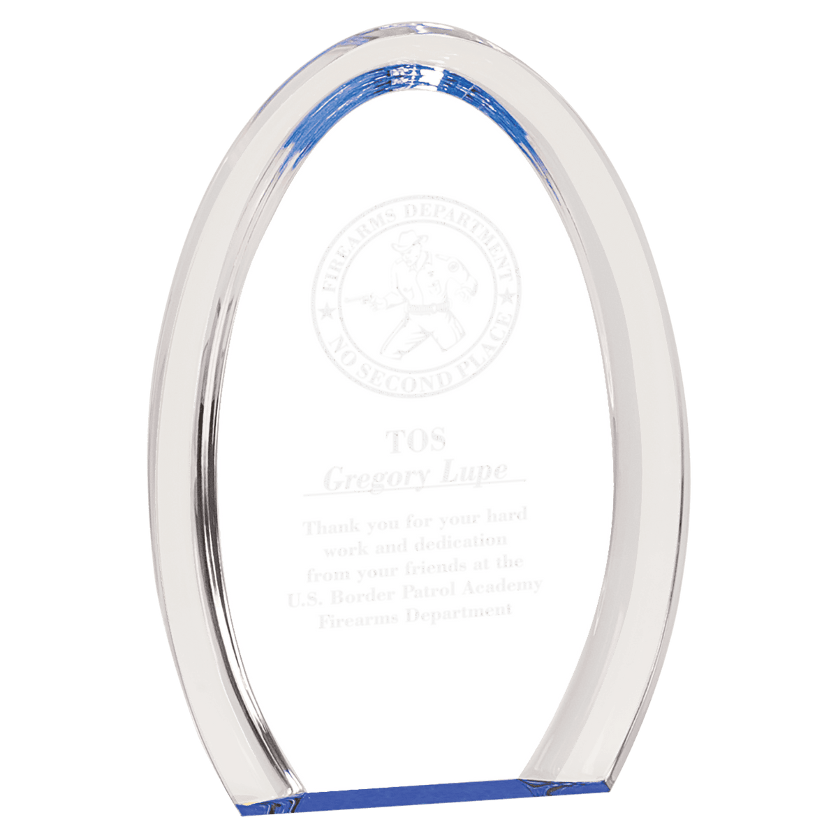 7" Blue Oval Halo Acrylic Award