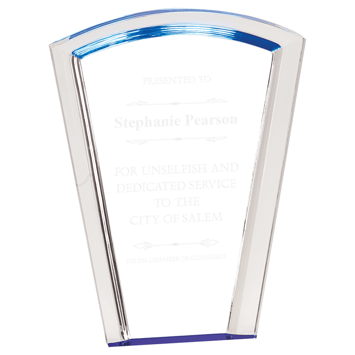 8" Blue Fan Halo Acrylic Award