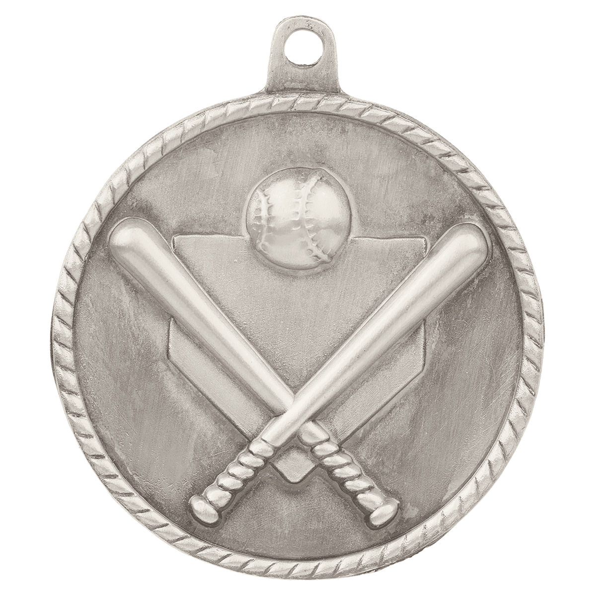 Antique Silver 2" Baseball/Softball High Relief Medal