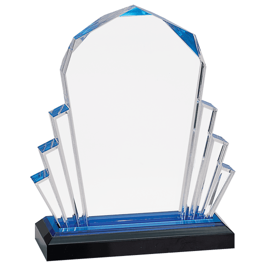 6" x 8" Blue Faceted Impress Acrylic Award