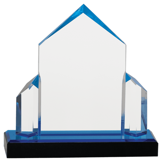 7" x 7" Blue Jewel Post Impress Acrylic Award