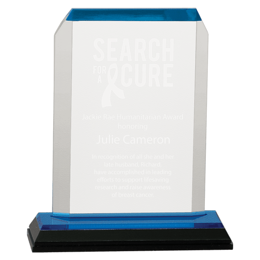 3 1/2" x 5 1/2" Blue Clipped Corner Impress Acrylic Award