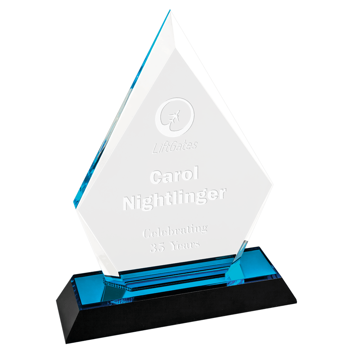 7" Blue Arrow Point Impress Acrylic Award