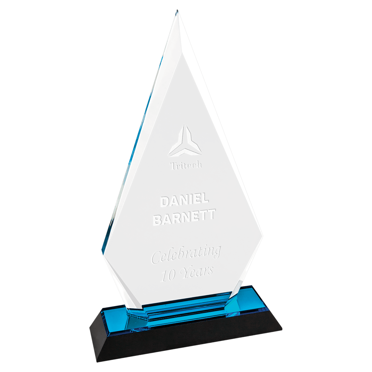 9" Blue Arrow Point Impress Acrylic Award