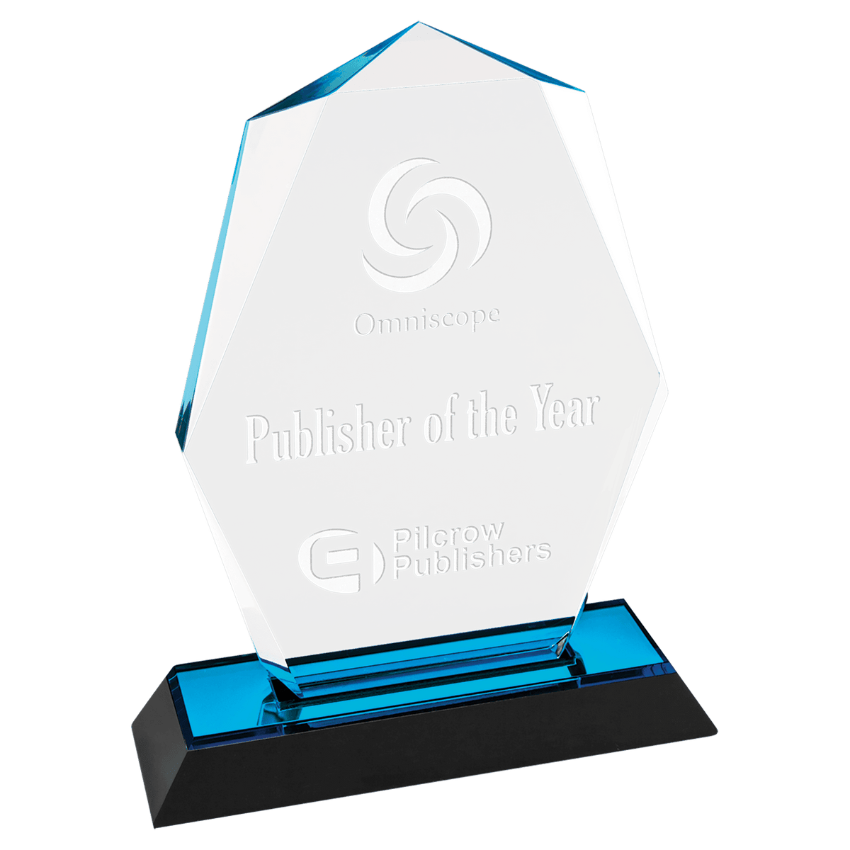 7" Blue Octagon Point Impress Acrylic Award