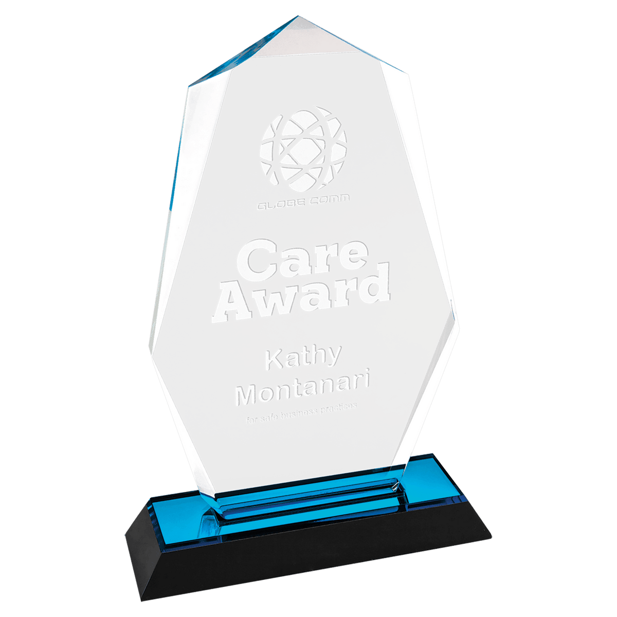 8" Blue Octagon Point Impress Acrylic Award