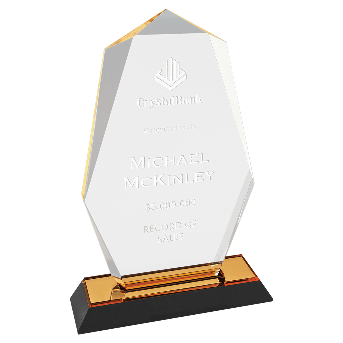 8" Gold Octagon Point Impress Acrylic Award