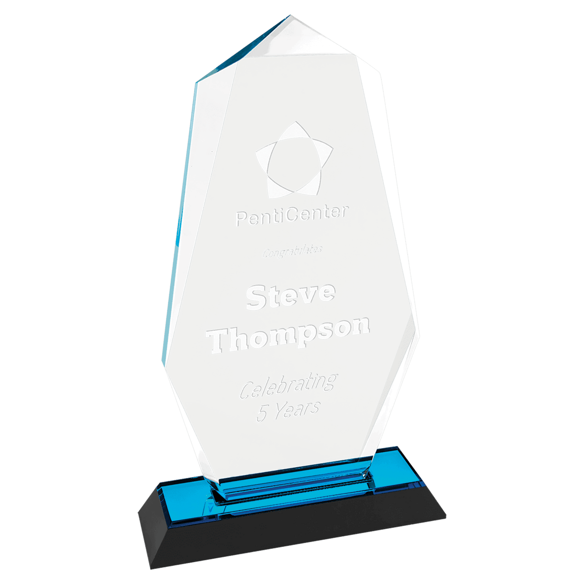 9" Blue Octagon Point Impress Acrylic Award
