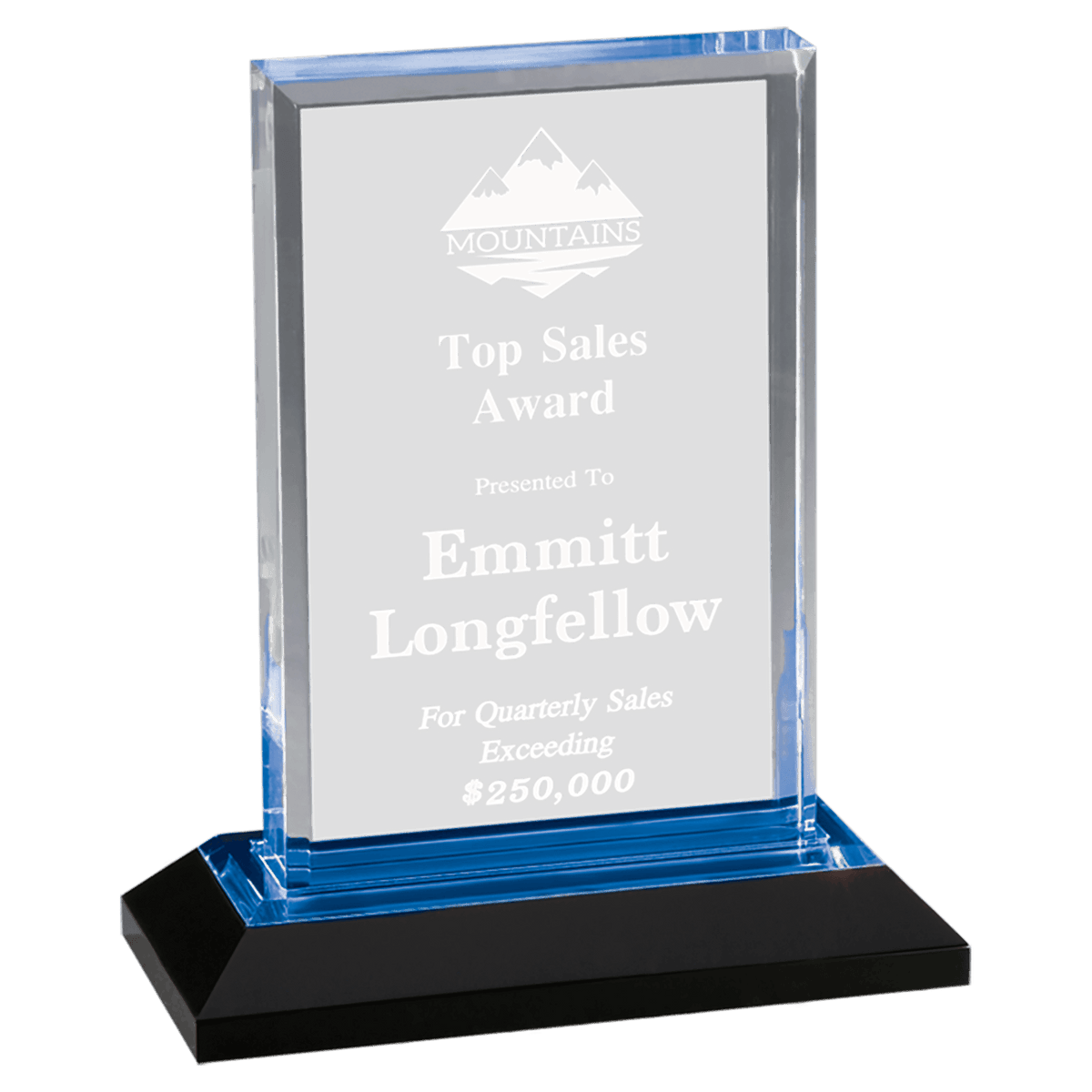 5" x 7" Blue Beveled Impress Acrylic Award