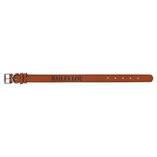 Small 15" x 3/4" Engravable Leatherette Dog Collar - Rawhide