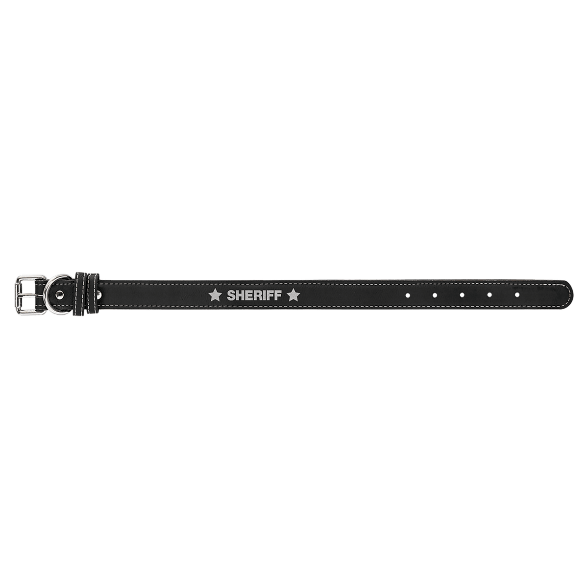 Small 15" x 3/4" Engravable Leatherette Dog Collar - Black/Silver