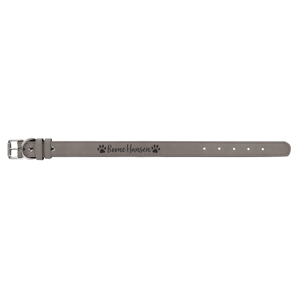 Small 15" x 3/4" Engravable Leatherette Dog Collar - Gray