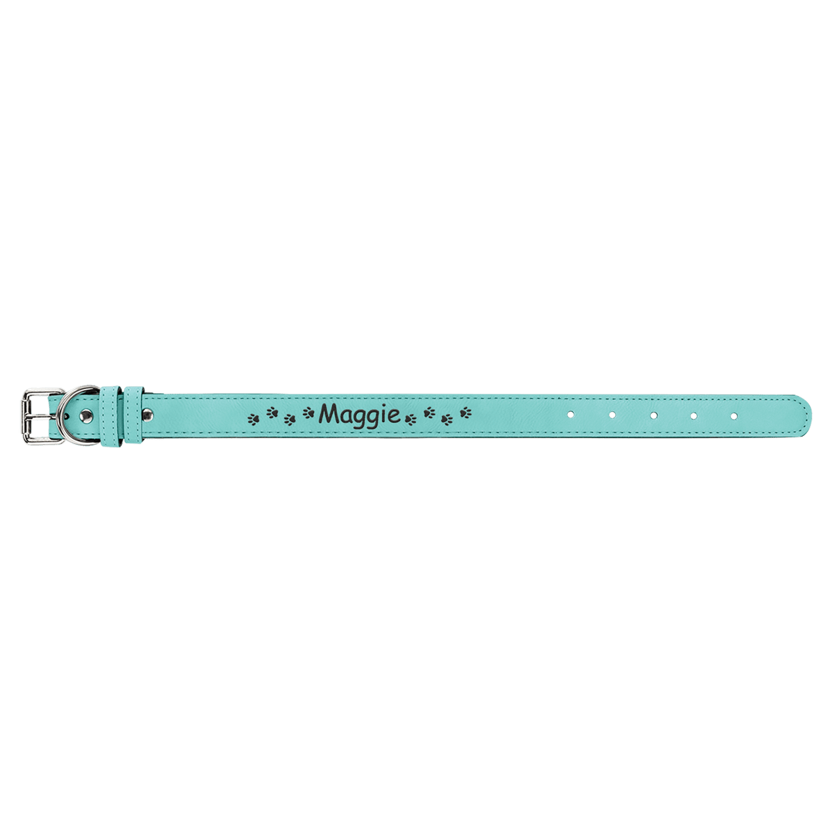 Small 15" x 3/4" Engravable Leatherette Dog Collar - Teal