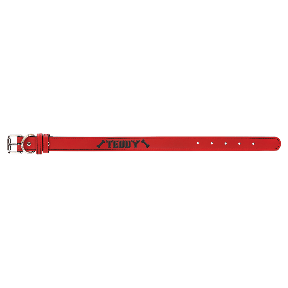 Small 15" x 3/4" Engravable Leatherette Dog Collar - Red