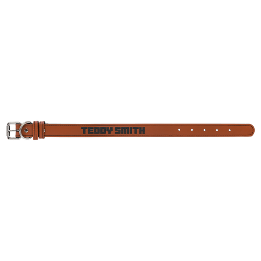 Medium 19" x 1" Engravable Leatherette Dog Collar - Rawhide