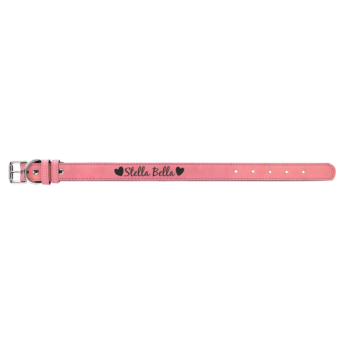 Medium 19" x 1" Engravable Leatherette Dog Collar - Pink