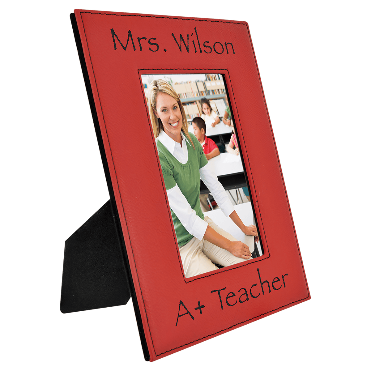 4" x 6" Laserable Leatherette Photo Frame - Red
