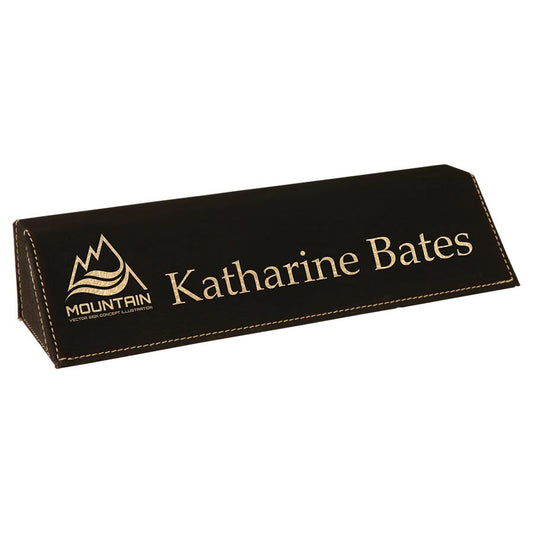 8 1/2" Laserable Leatherette Desk Wedge - Black/Gold