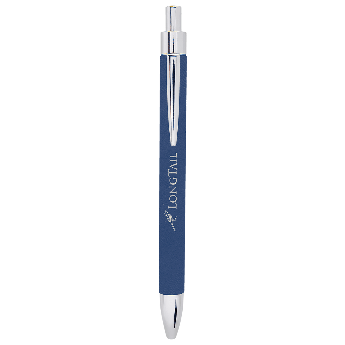 Laserable Leatherette Pen - Blue/Silver