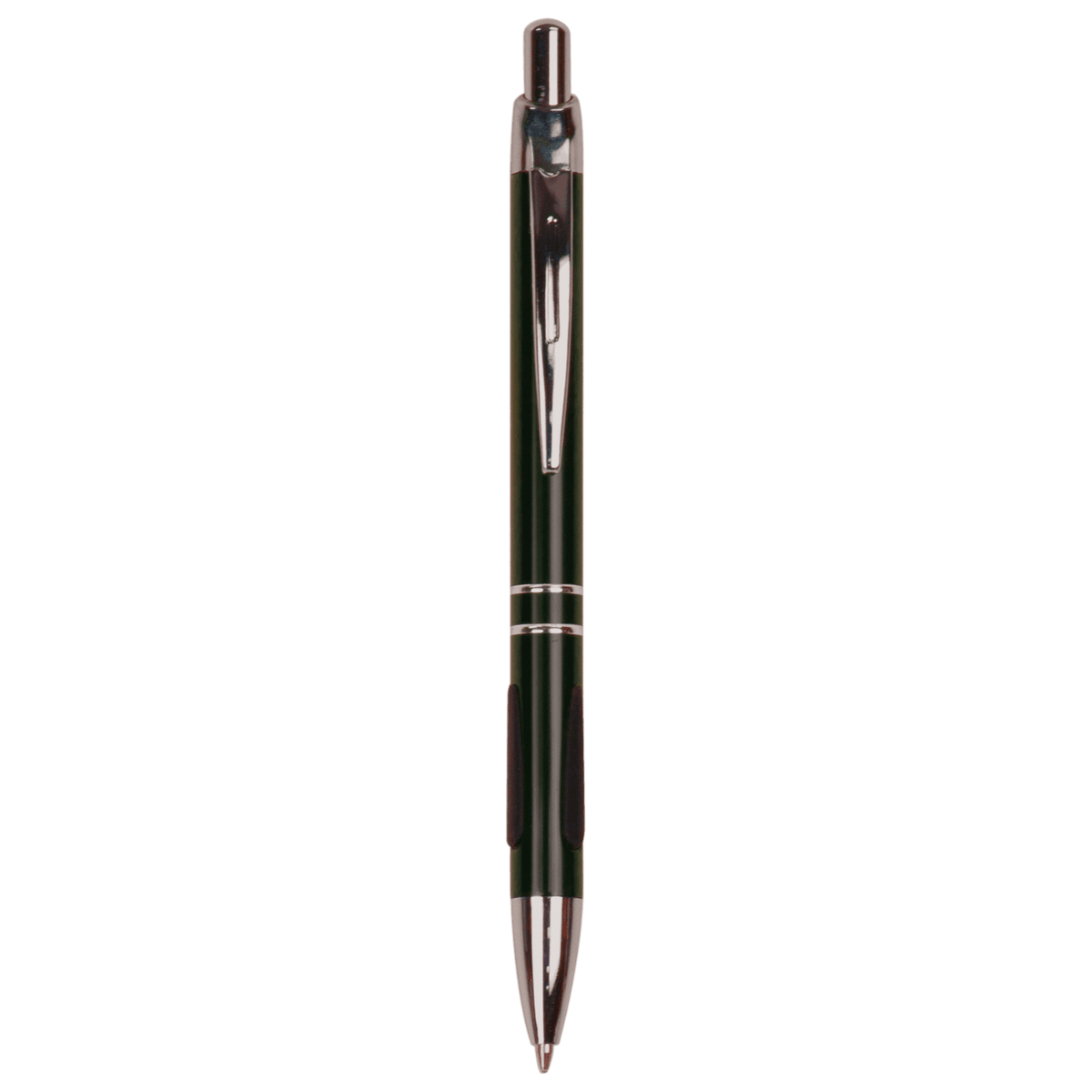 Laserable Pen with Silver Trim with Gripper - Black