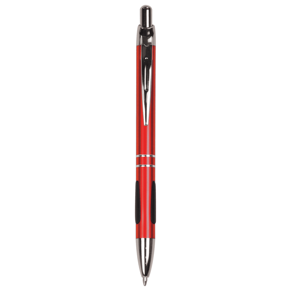 Laserable Pen with Silver Trim with Gripper - Red
