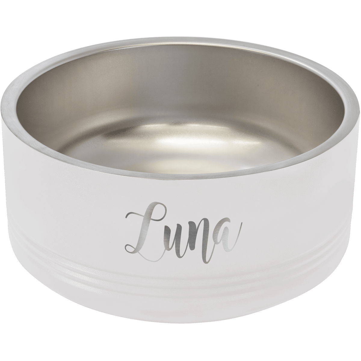 32 oz. Medium Personalized Stainless Pet Bowl - White
