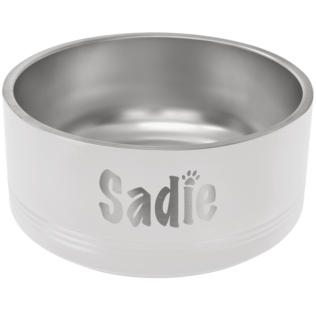 64 oz. Large Personalized Stainless Pet Bowl - White