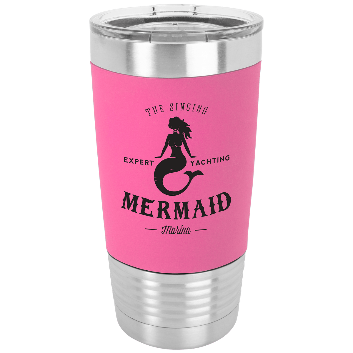 Pink Black 20 oz. Polar Camel Tumbler with Silicone Grip and Clear Lid
