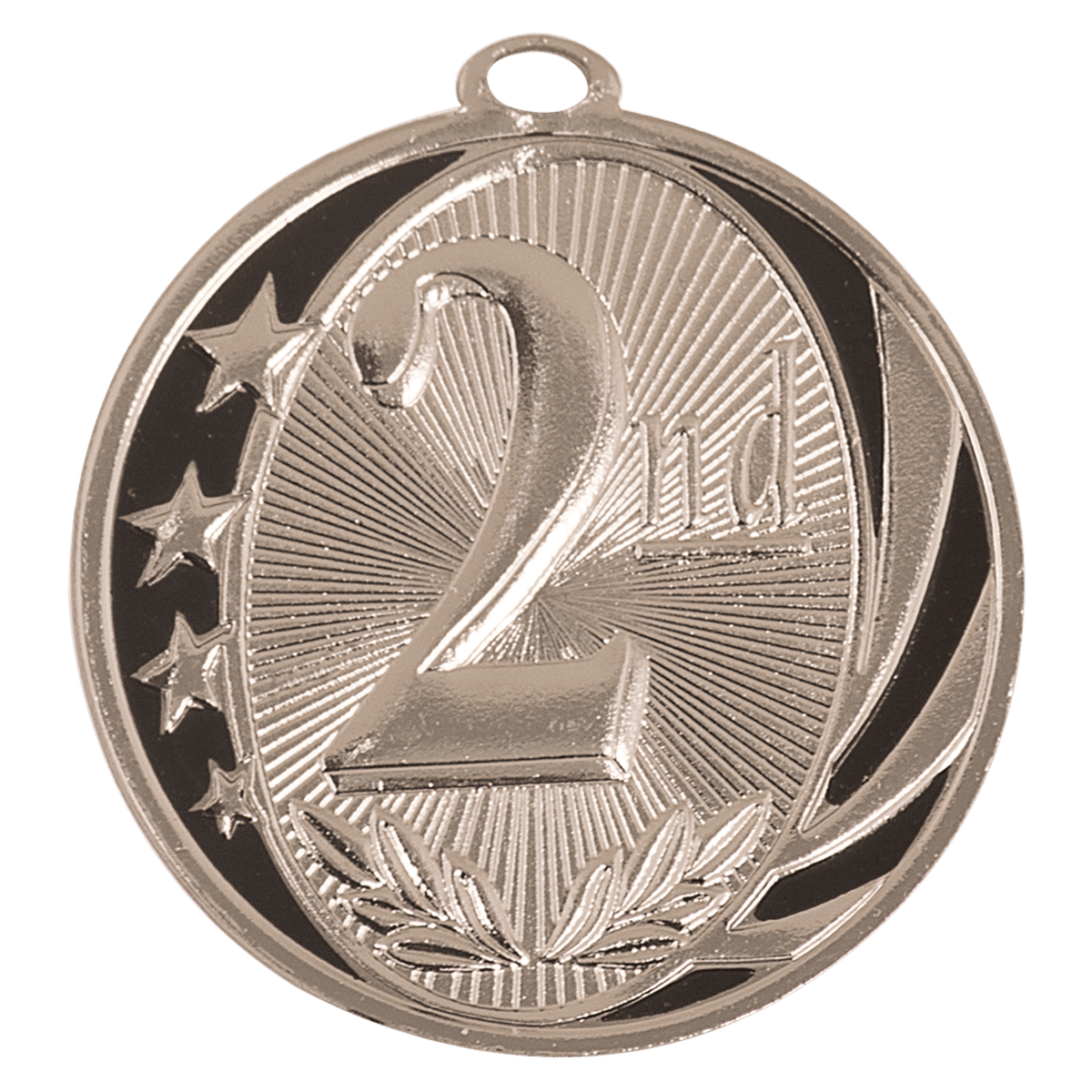 2" Bright Silver 2nd Place Laserable MidNite Star Medal