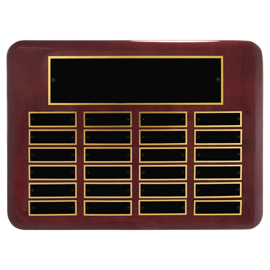 11" x 15"/Plates 7/8" x 2 3/4" Rosewood Piano Finish 24 Plate Perpetual Plaque with Black Brass Plates