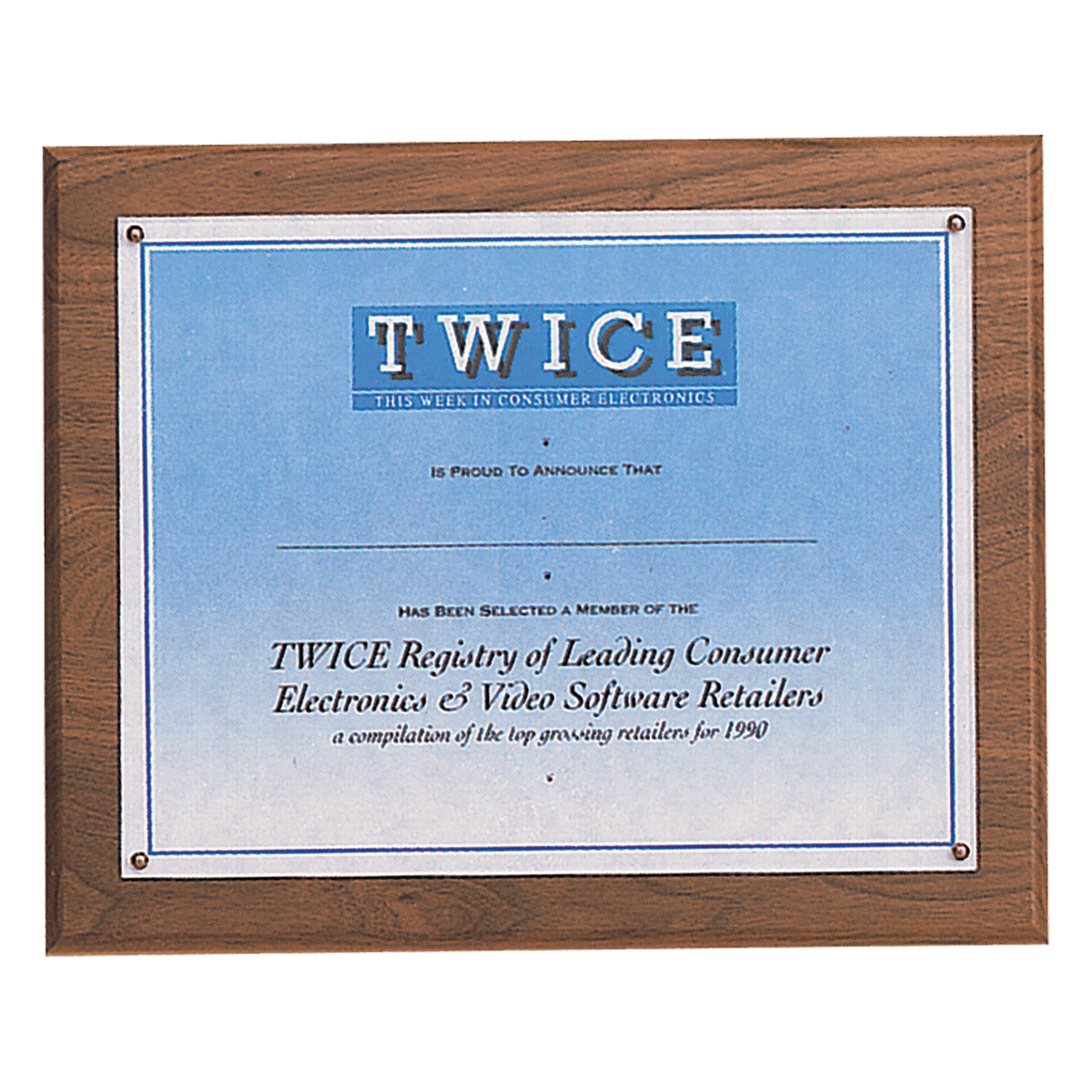10 1/2" x 13- Holds 8 1/2" x 11" Solid Walnut Certificate Plaque with Plexiglass Cover