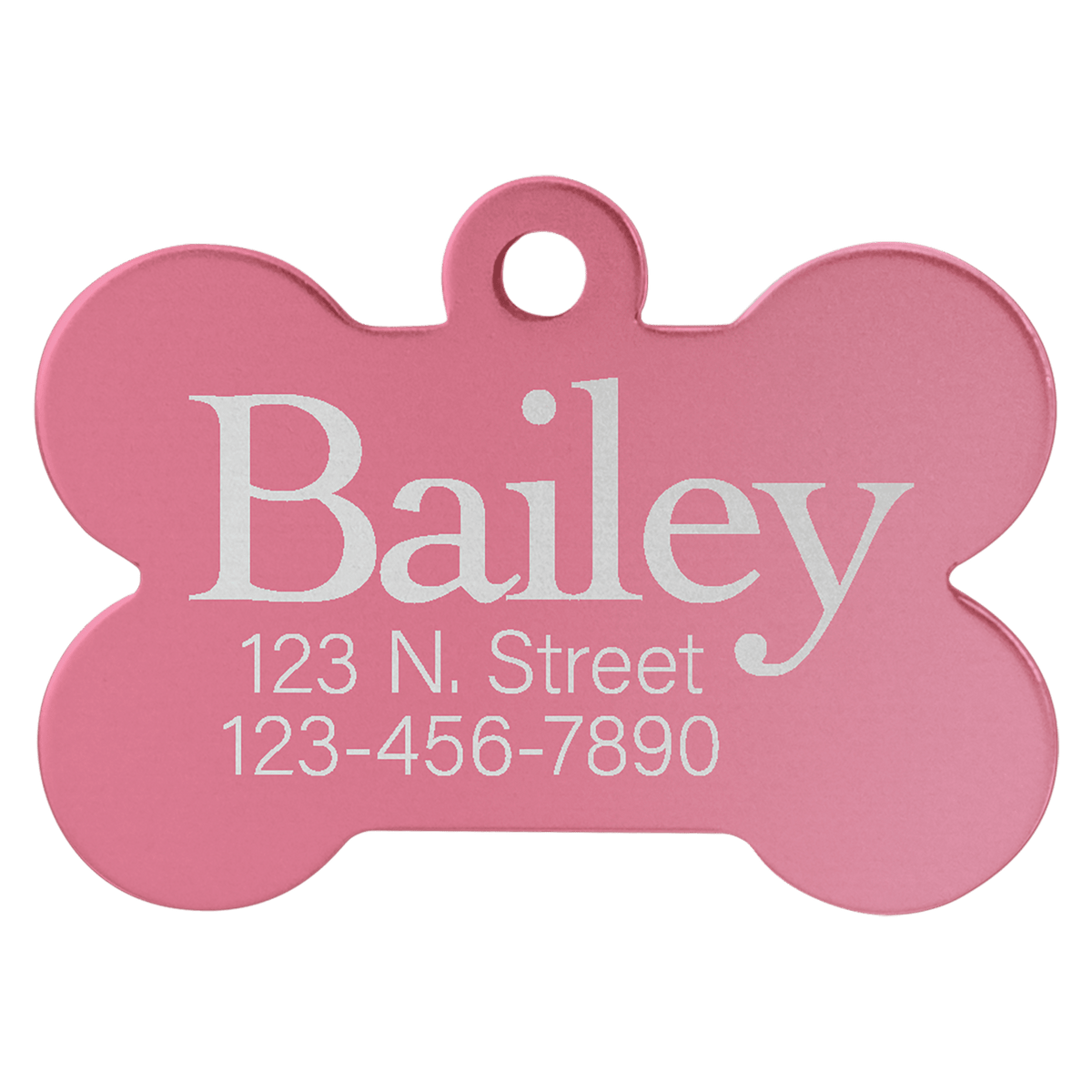 1 1/4" x 3/4" Laserable Anodized Aluminum Bone Pet Tag - Pink