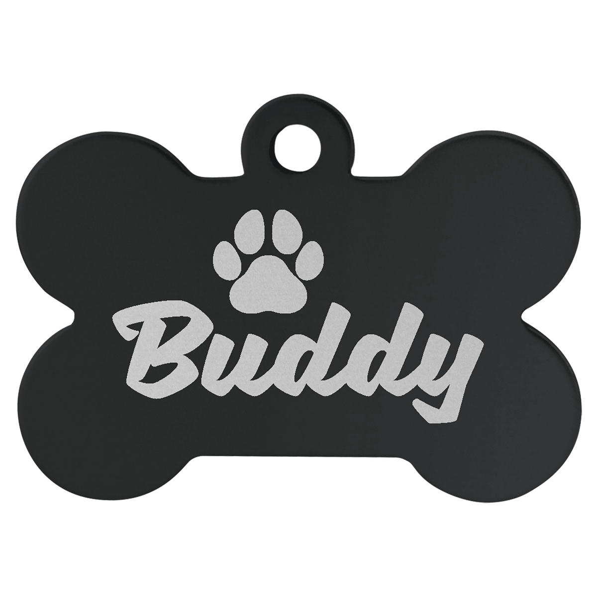 1 1/2" x 1" Engravable Aluminum Bone Pet Tag - Black