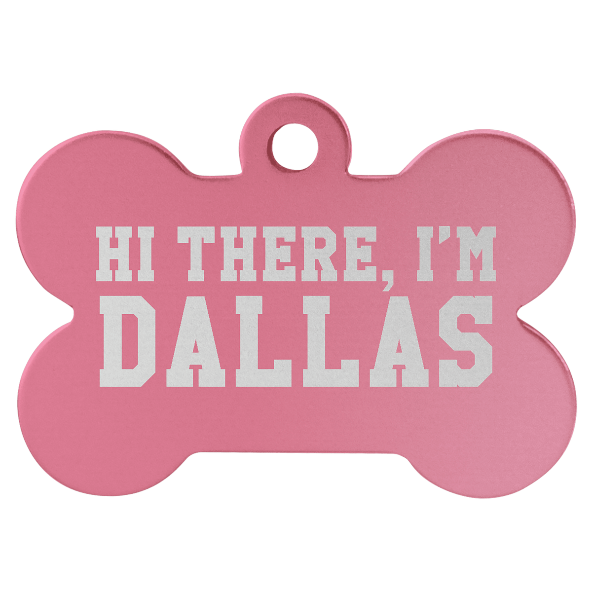 1 1/2" x 1" Engravable Aluminum Bone Pet Tag - Pink