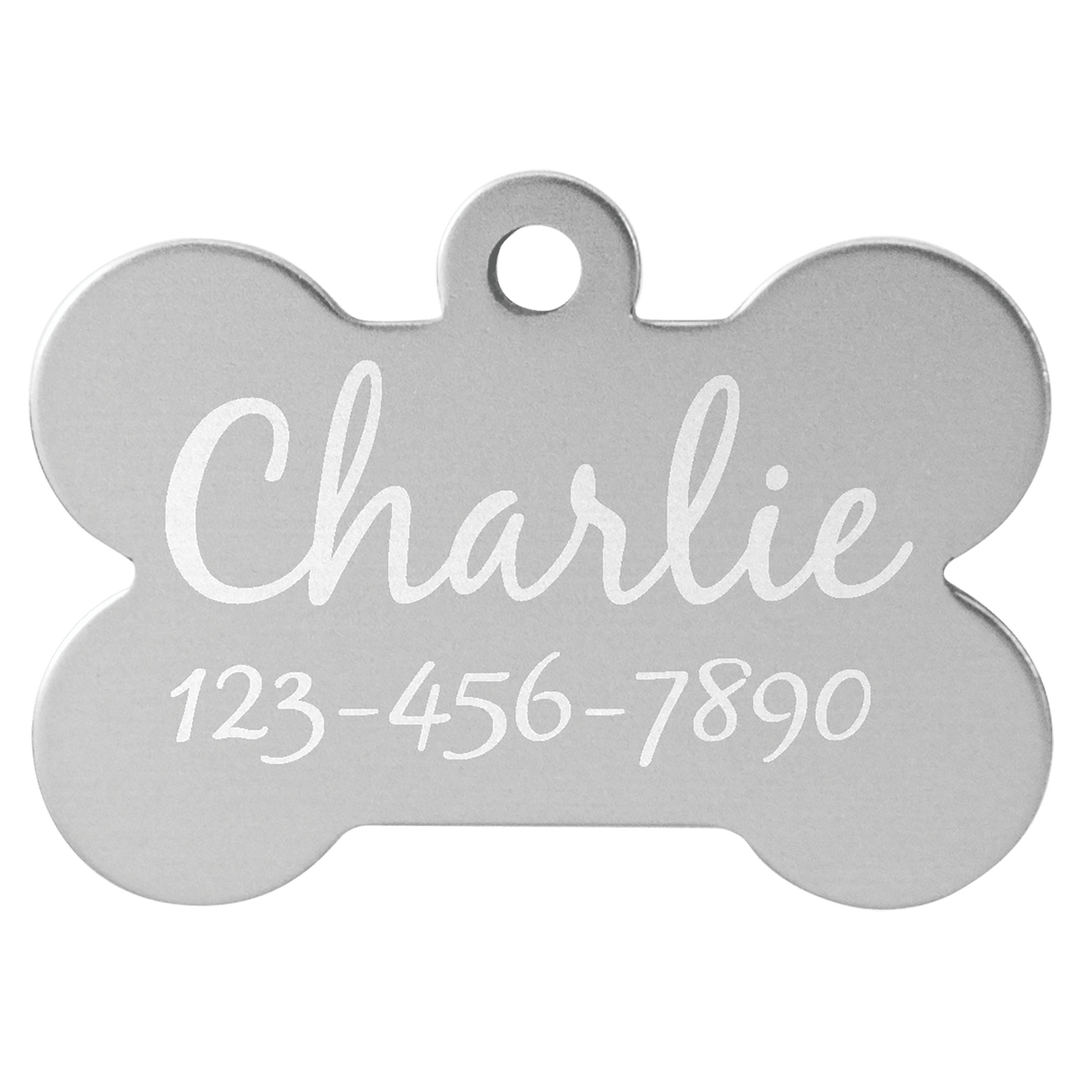 1 1/2" x 1" Engravable Aluminum Bone Pet Tag - Silver