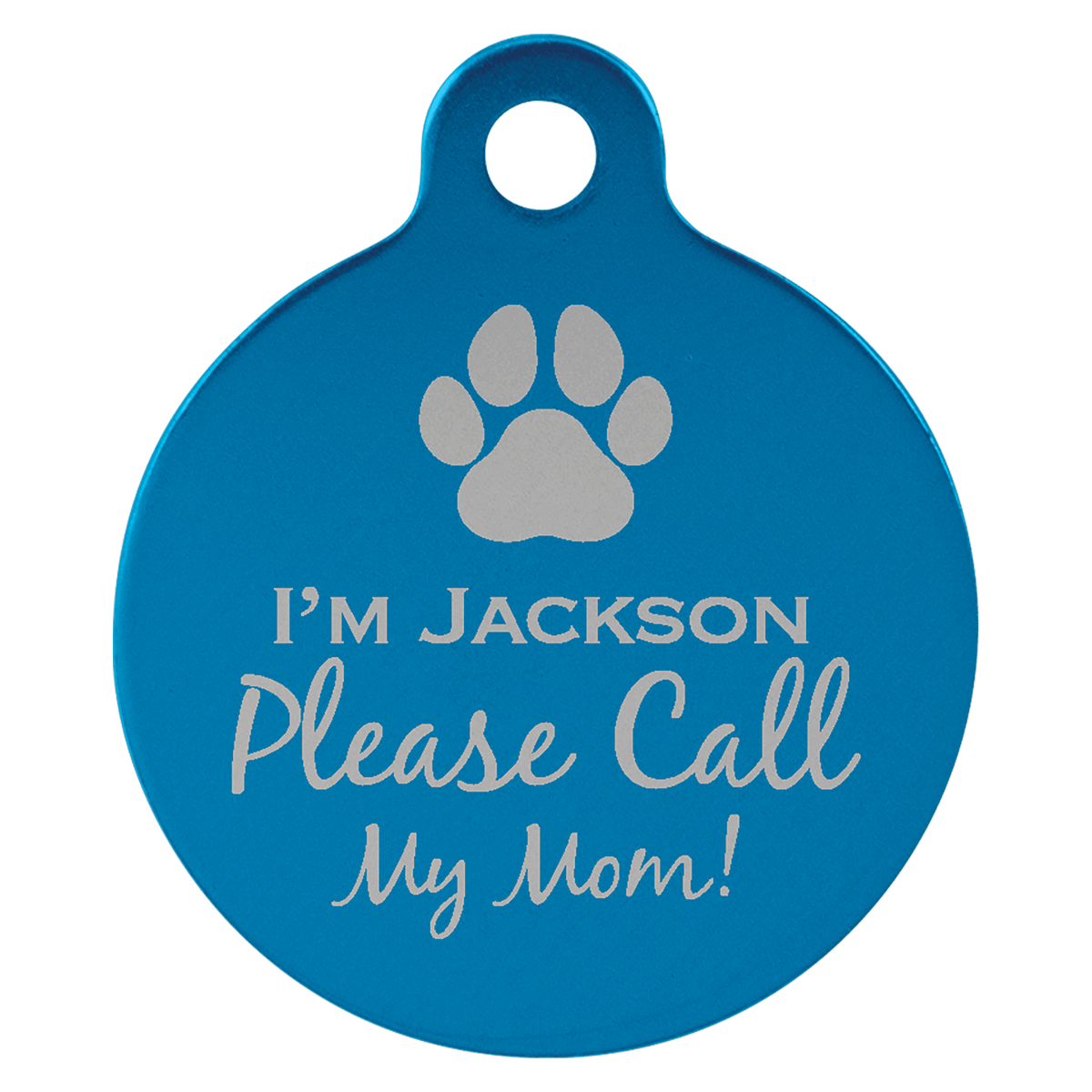 1" Laserable Anodized Aluminum Round Pet Tag with Tab - Blue