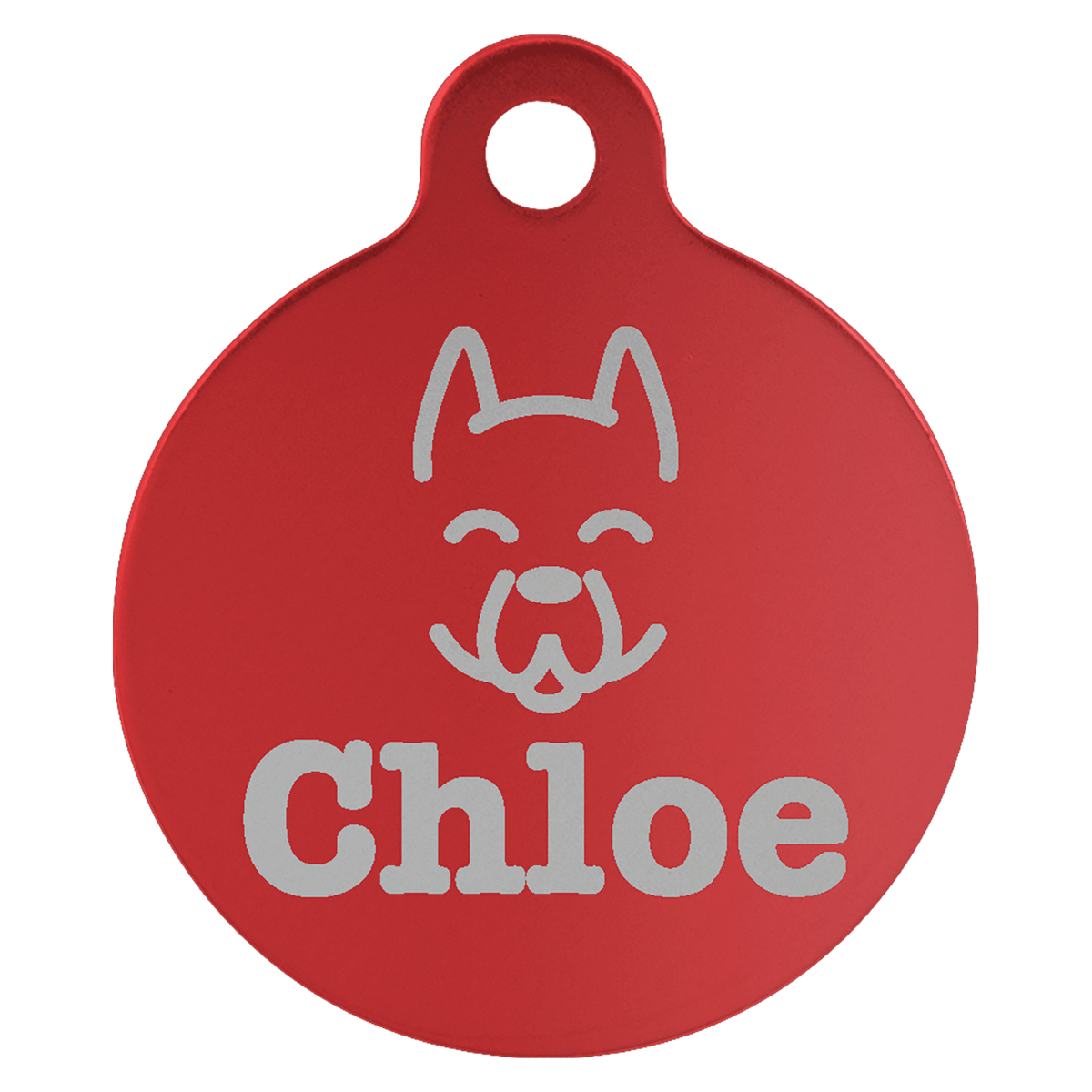 1" Laserable Anodized Aluminum Round Pet Tag with Tab - Red