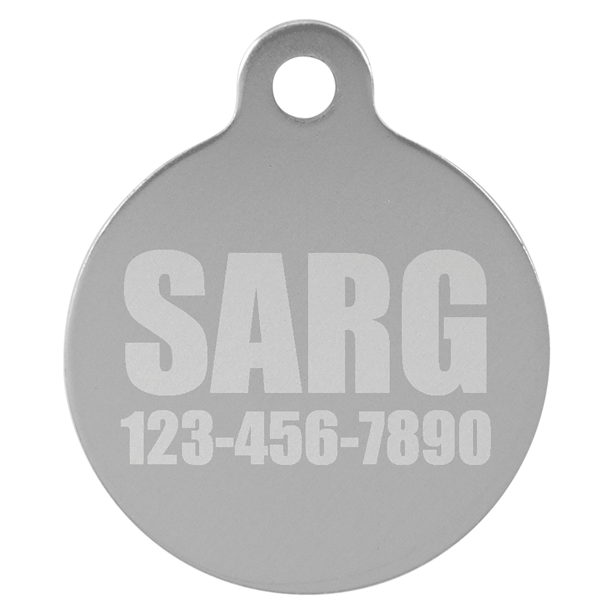 1" Laserable Anodized Aluminum Round Pet Tag with Tab - Silver