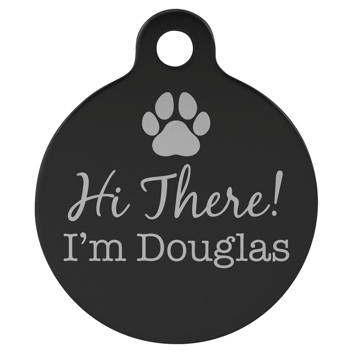 1 1/4" Engravable Aluminum Round Pet Tag with Tab - Black