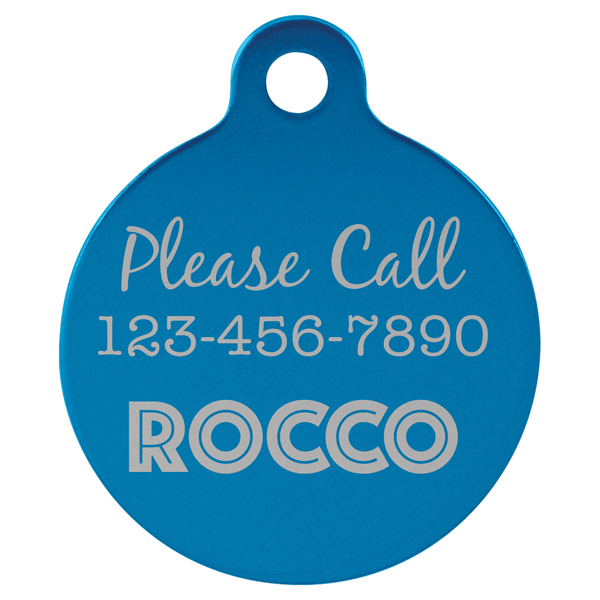 1 1/4" Engravable Aluminum Round Pet Tag with Tab - Blue