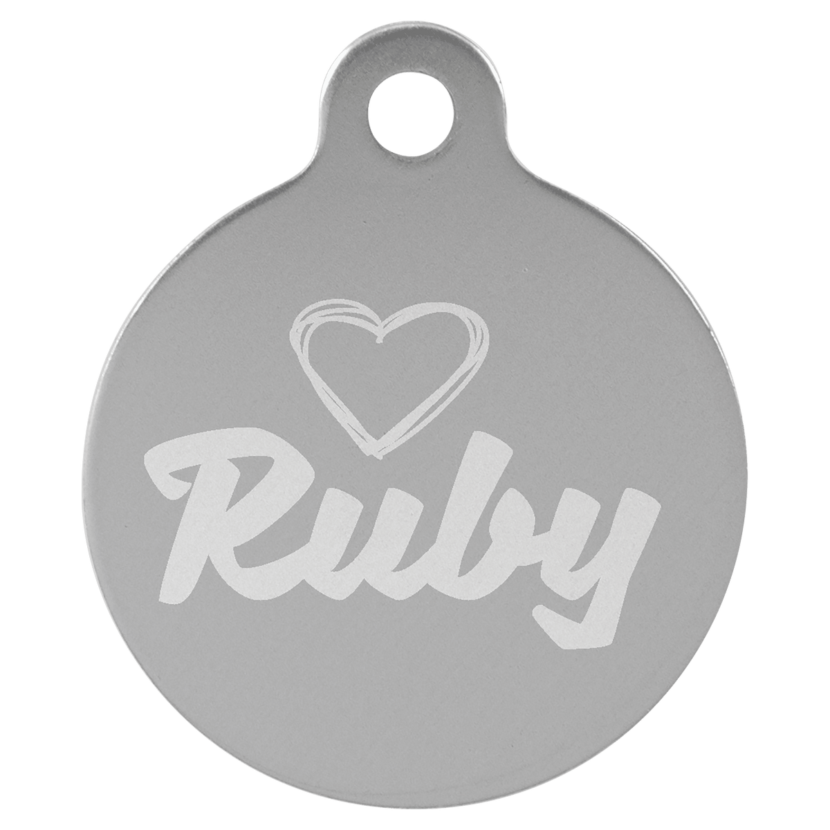 1 1/4" Engravable Aluminum Round Pet Tag with Tab - Silver