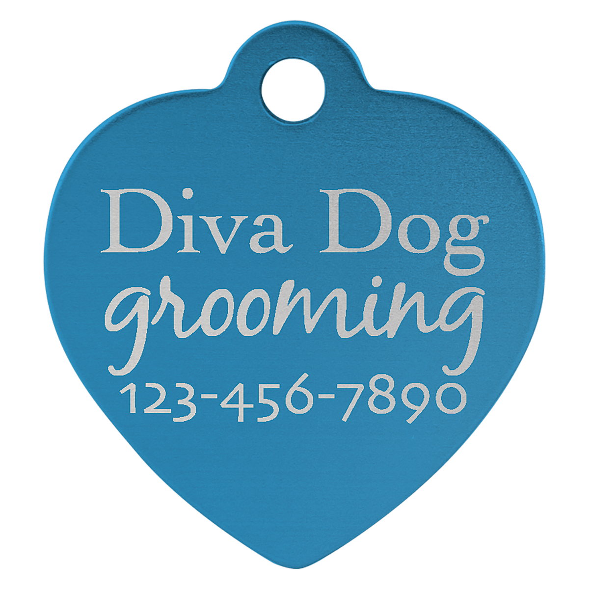 1" x 1" Laserable Anodized Aluminum Heart Pet Tag - Blue