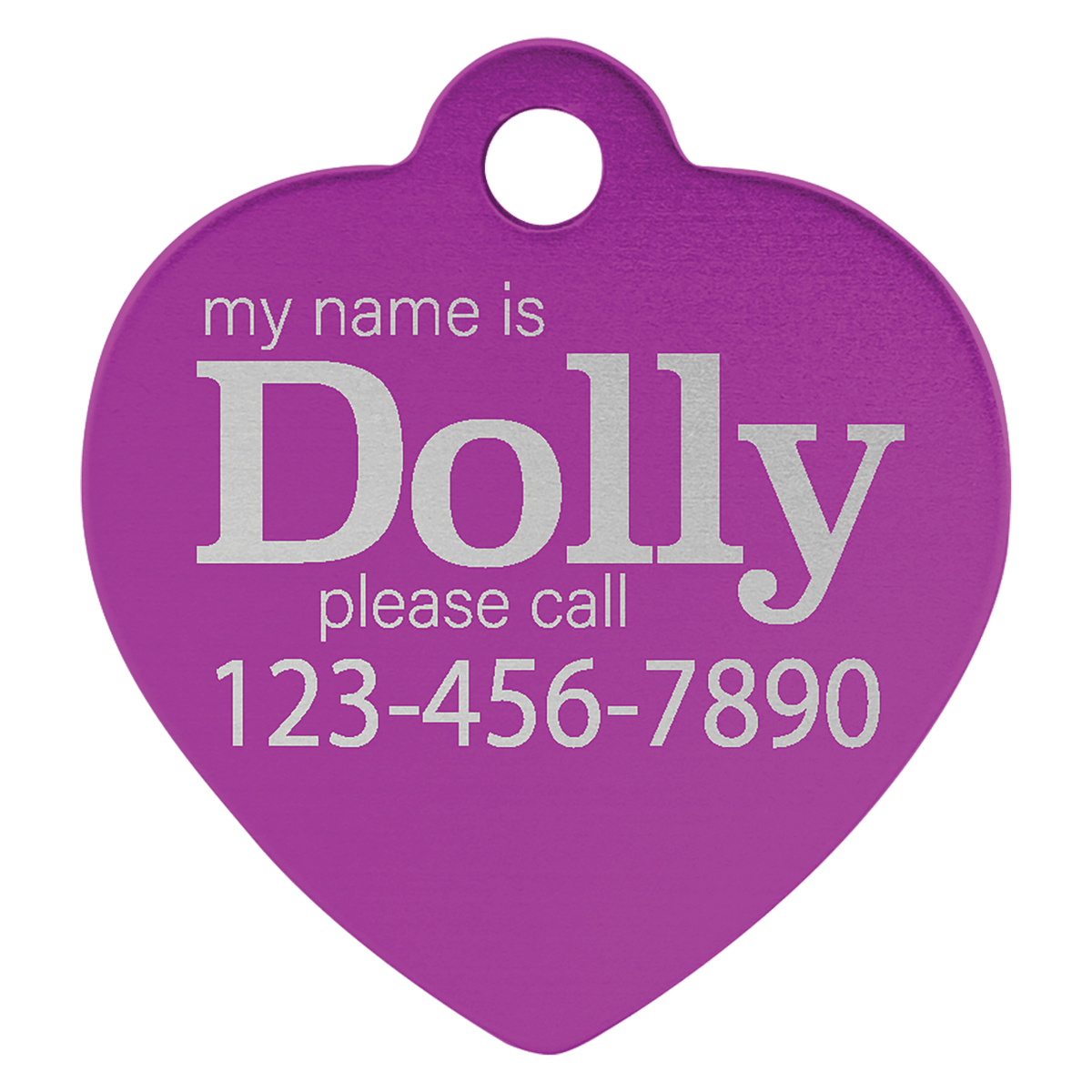 1" x 1" Laserable Anodized Aluminum Heart Pet Tag - Purple