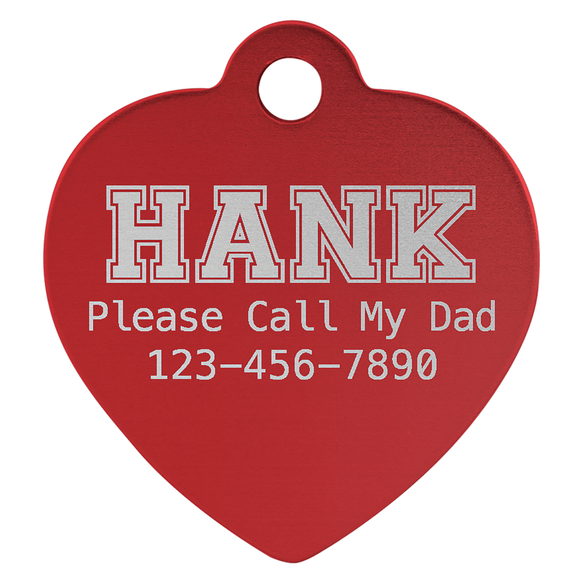 1" x 1" Laserable Anodized Aluminum Heart Pet Tag - Red