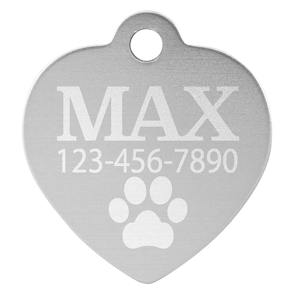 1" x 1" Laserable Anodized Aluminum Heart Pet Tag - Silver
