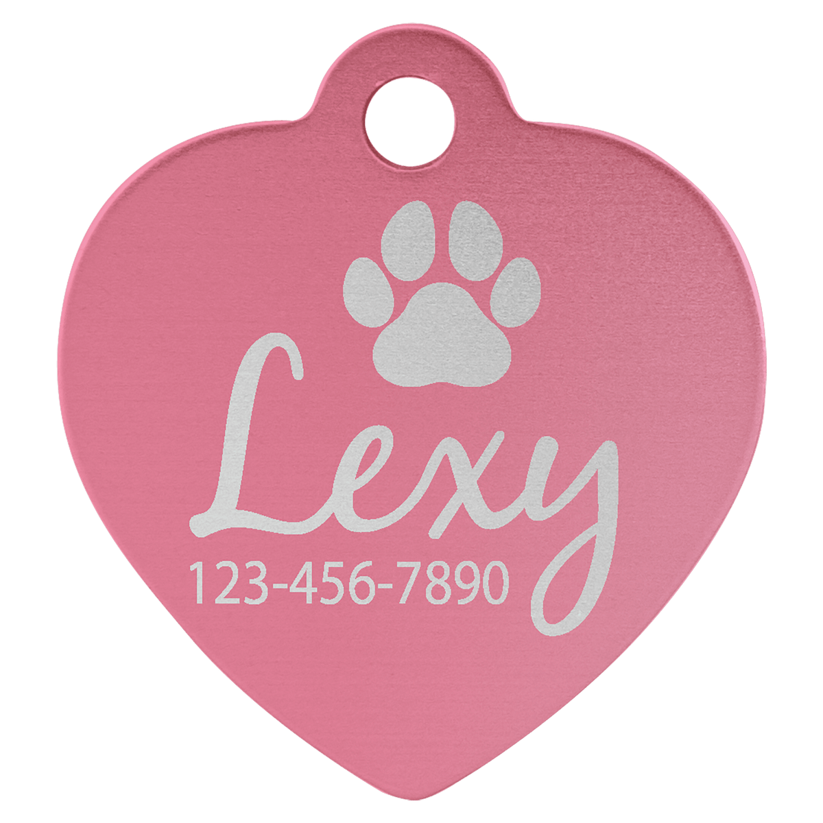1 1/4" x 1 1/4" Engravable Aluminum Heart Pet Tag - Pink