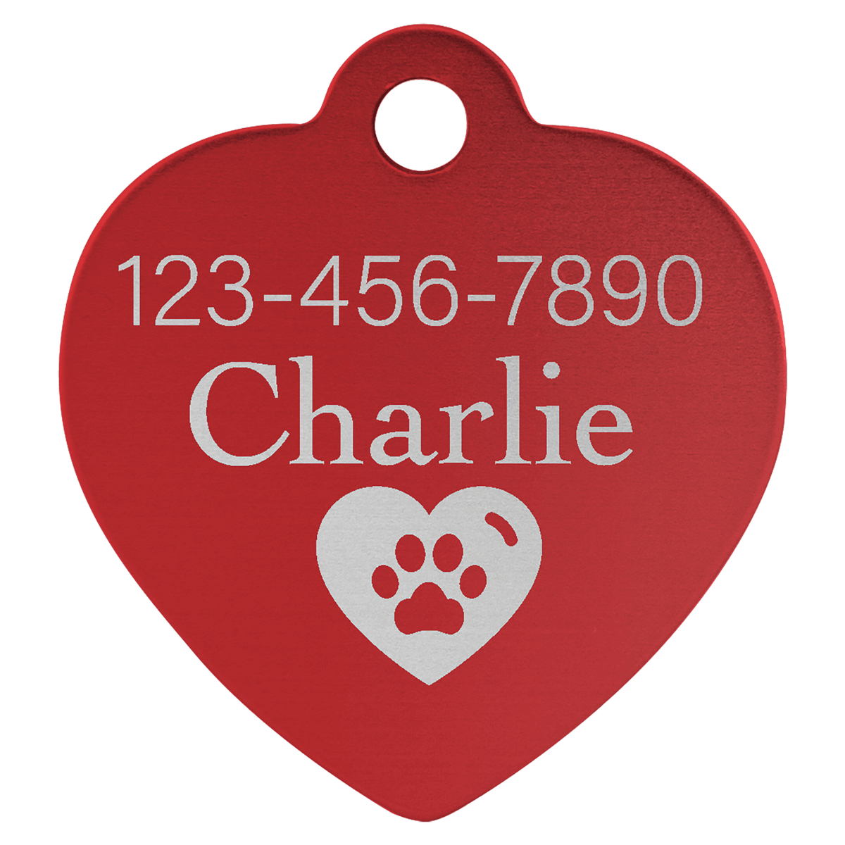 1 1/4" x 1 1/4" Engravable Aluminum Heart Pet Tag - Red