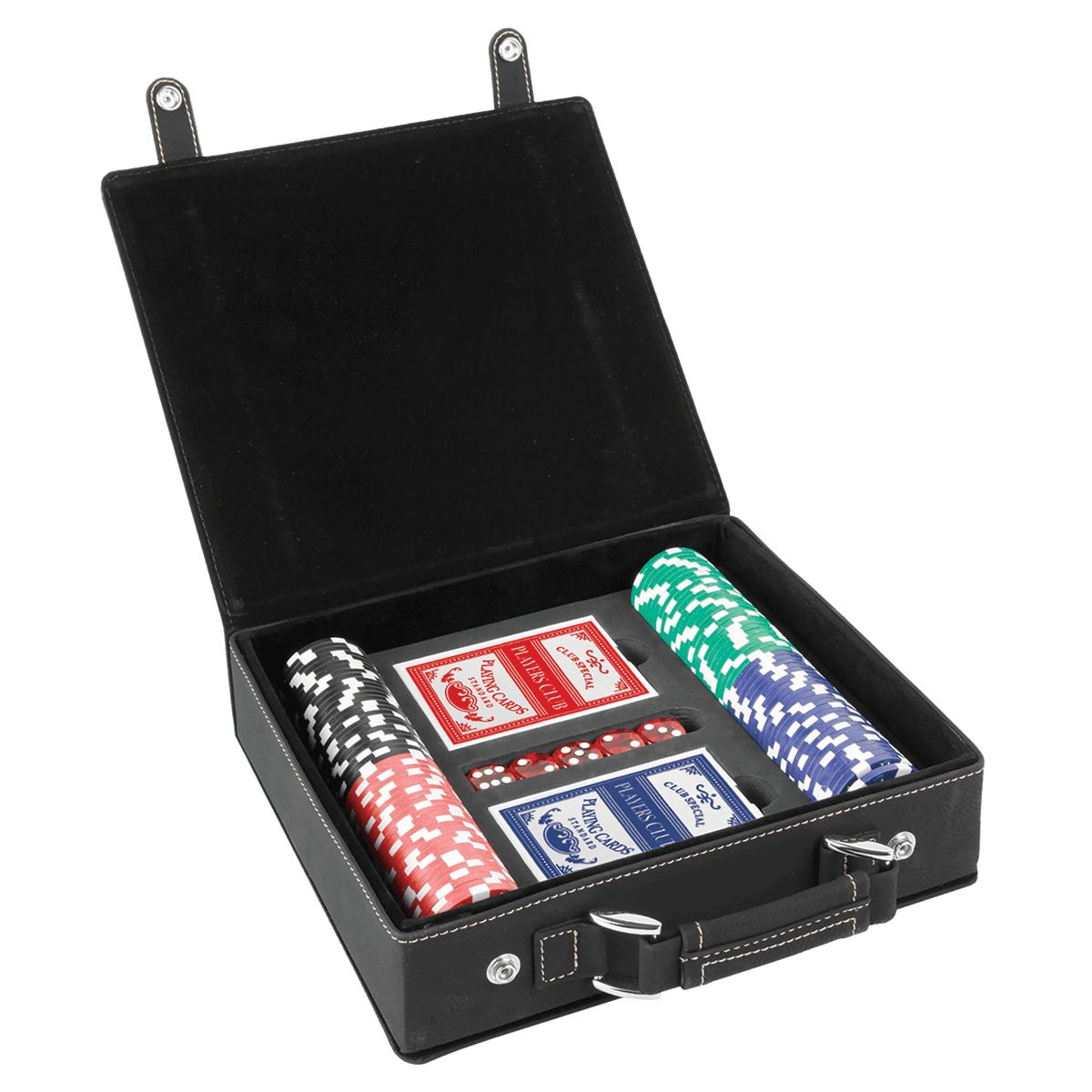 Laserable Leatherette 100 Chip Poker Set - Black/Gold